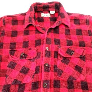 Vintage 90s Open Trails Flannel‎ Shirt Men's L Buffalo Plaid Button Up Grunge